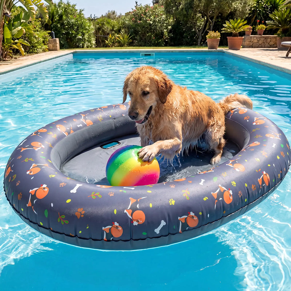 🐶 Large Blue Bone Inflatable Dog Pool Float