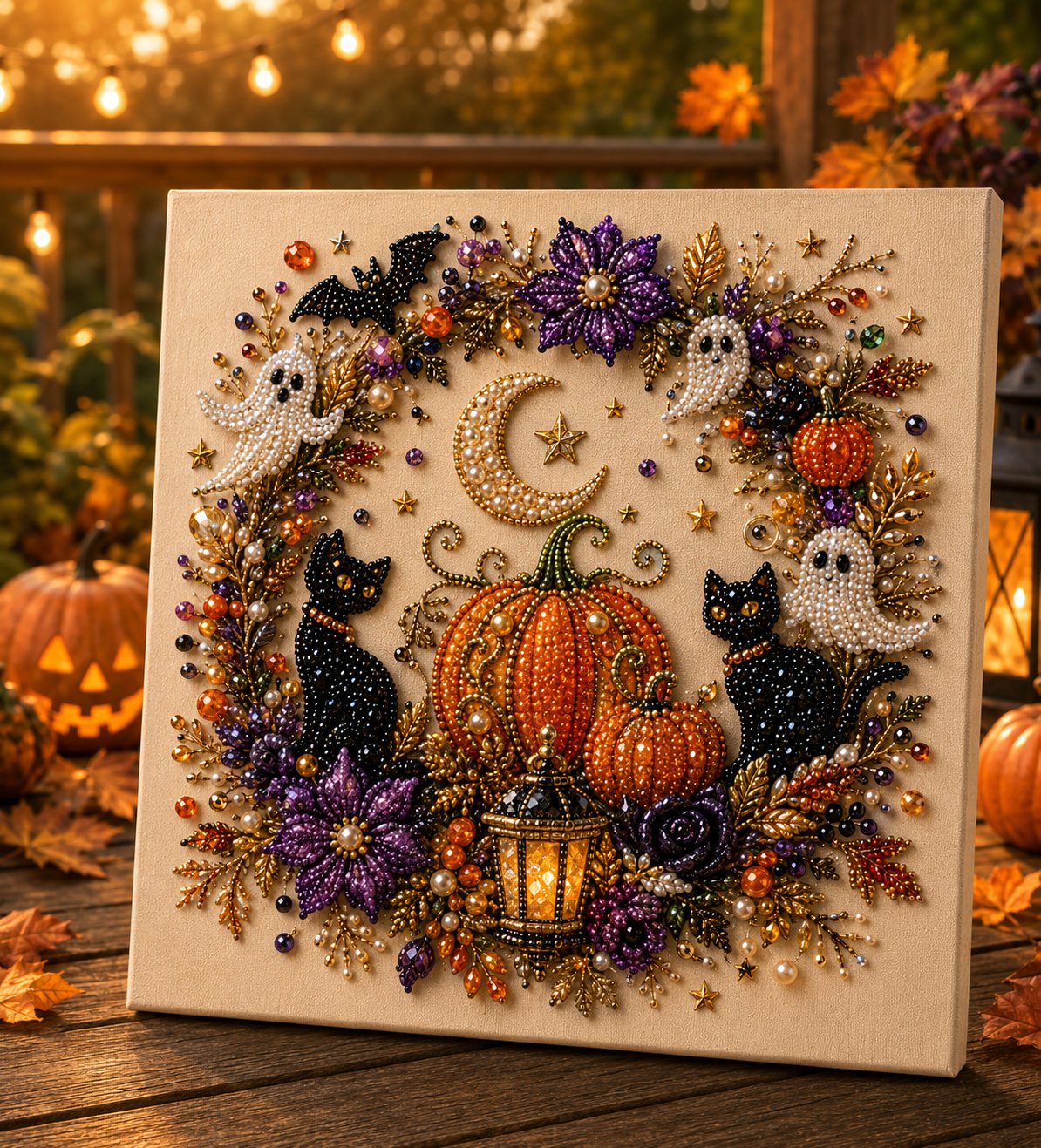 🔥Last Day 48% OFF – 👻 Halloween Pearl Art DIY Kit – Turn Tiny Pearls into Spooky-Cute Magic
