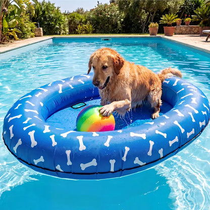 🐶 Large Blue Bone Inflatable Dog Pool Float