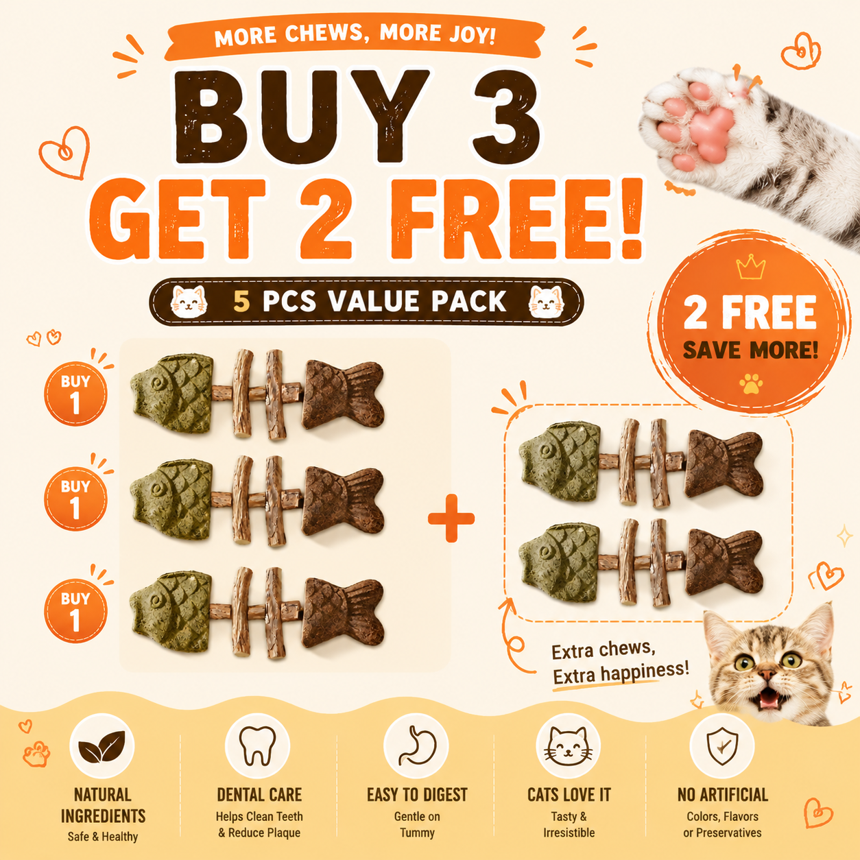 Buy 3 Get 2 Free - 5 Chews