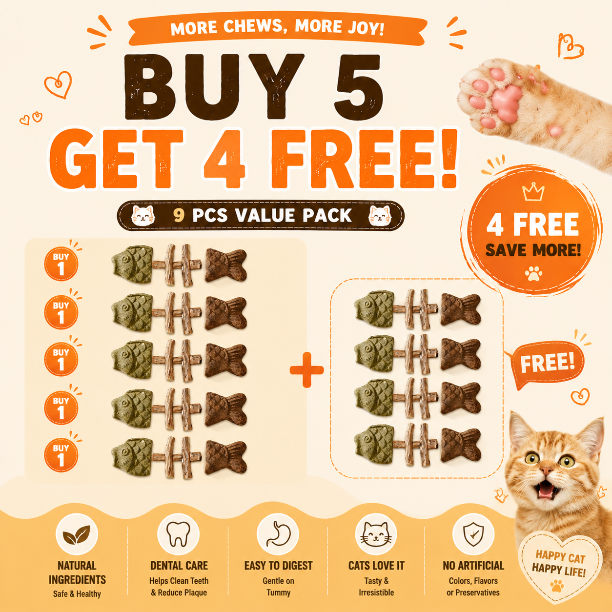Buy 5 Get 4 Free - 9 Chews