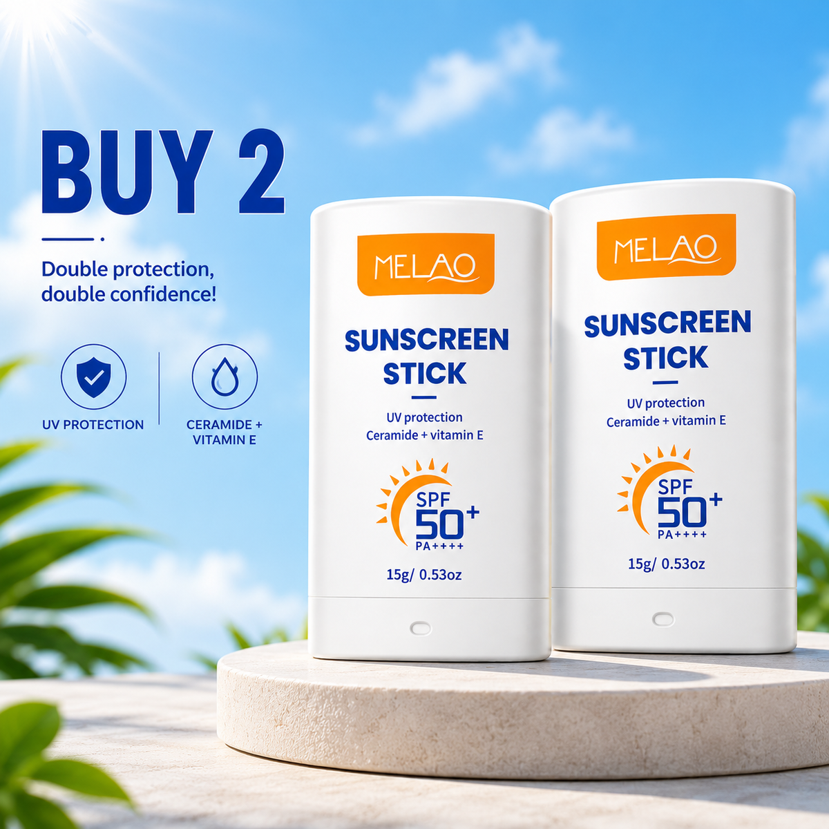 Sunscreen Stick Ceramide & Vitamin E SPF50+ | Portable Sun Protection