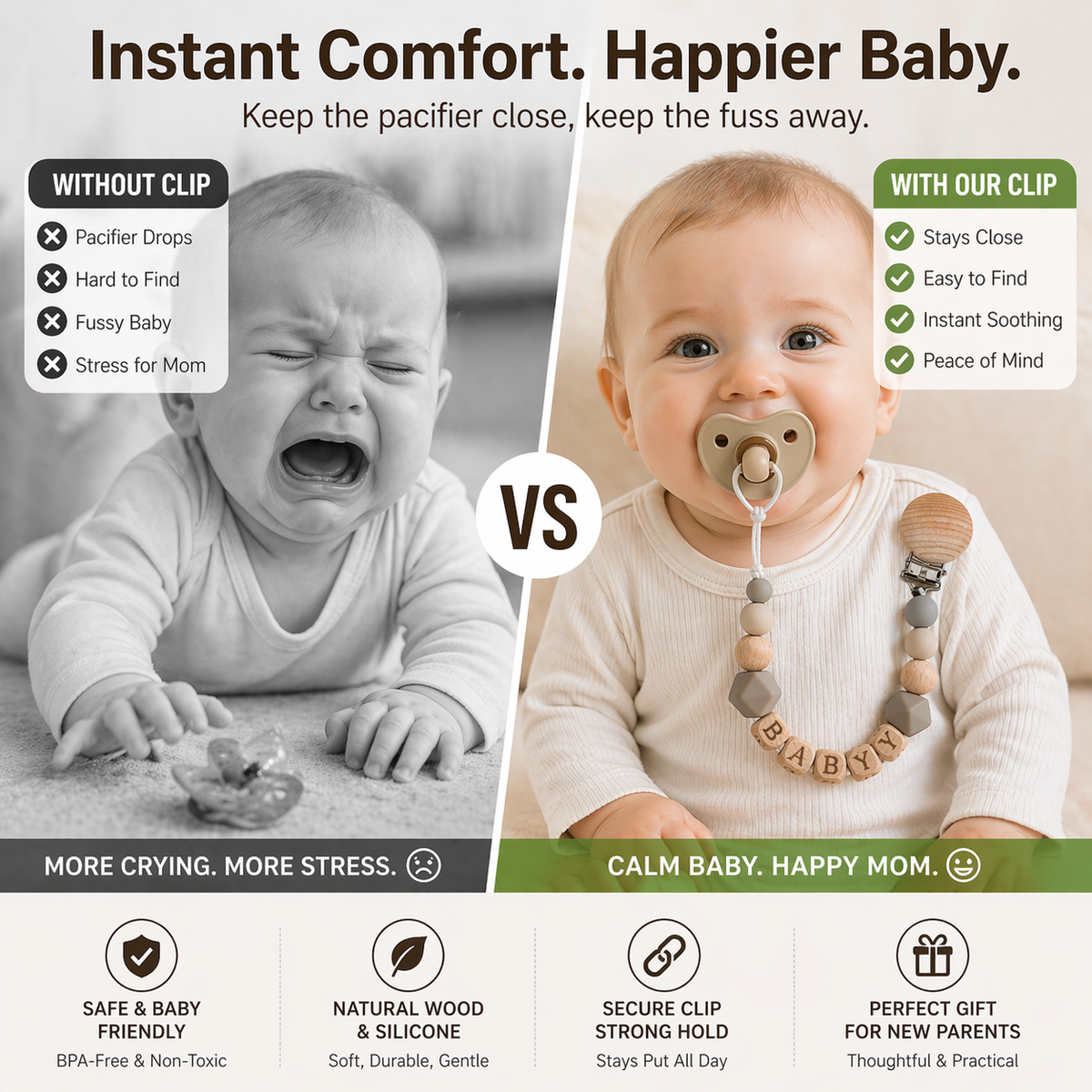 Pacifier Clip for Calm Babies