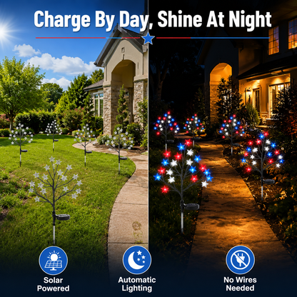 Red, White & Blue Yard Glow — Patriotic Solar Starburst Garden Lights