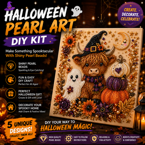 🔥Last Day 48% OFF – 👻 Halloween Pearl Art DIY Kit – Turn Tiny Pearls into Spooky-Cute Magic