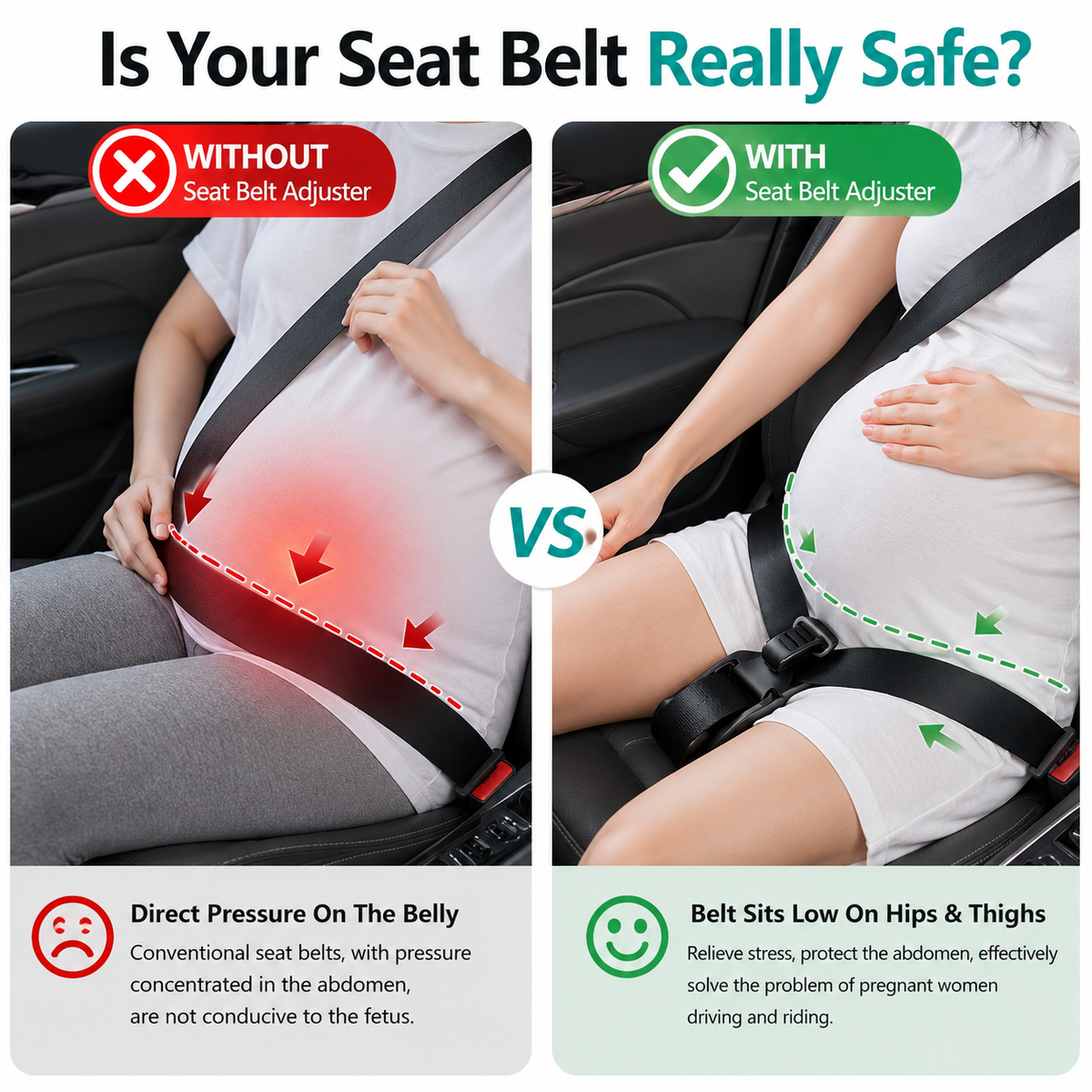 Pregnancy Seat Belt Adjuster, Belly Protection Strap for Expecting Mothers