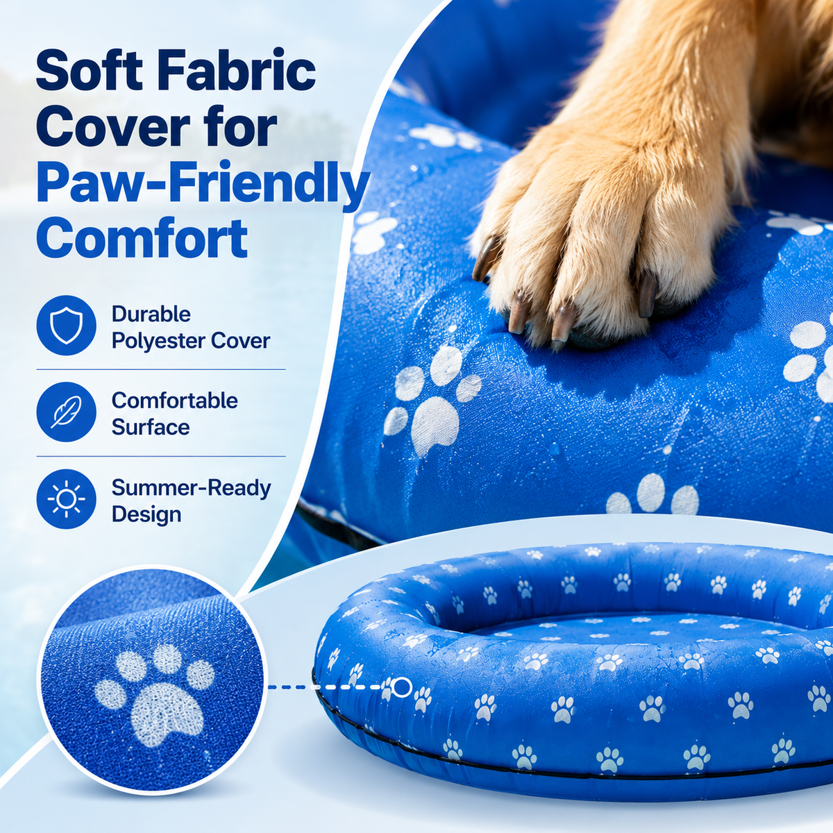 🐶 Large Blue Bone Inflatable Dog Pool Float