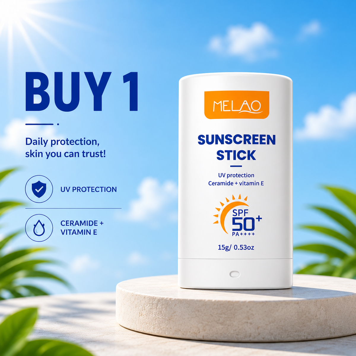 Sunscreen Stick Ceramide & Vitamin E SPF50+ | Portable Sun Protection