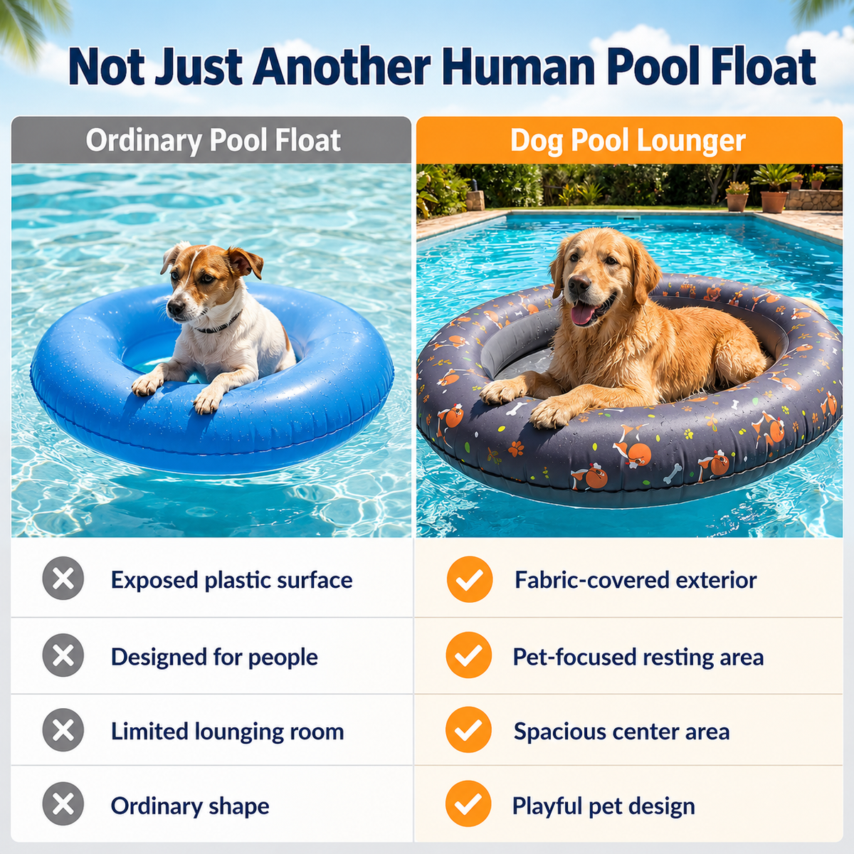 🐶 Large Blue Bone Inflatable Dog Pool Float