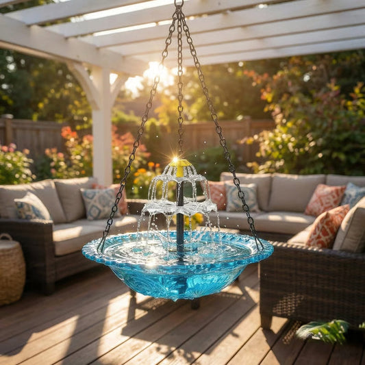 ⛲Hanging Solar Bird Bath Fountain — Turn Your Garden Into A Bird Paradise🐦