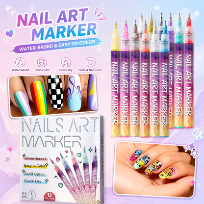 Fluorescent Nail Art Marker Set 0.5mm Fine Tip Nail Art Pens for Drawing, Dotting & DIY Nail Design