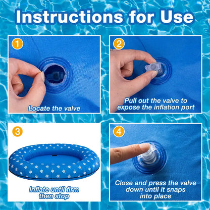 🐶 Large Blue Bone Inflatable Dog Pool Float