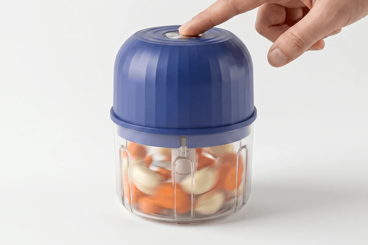 Press button to blend ingredients